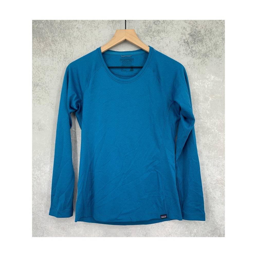 Patagonia Capilene Shirt Womens Small Blue Midweight Long Sleeve Baselayer